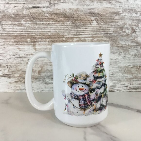 Country Snowman 15 oz Ceramic Coffee Mug - Picture 3 of 6